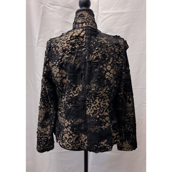 Womens Chicos Open Front Jacket Size 1 Animal Print Textured Distressed Abstract - Picture 4 of 7